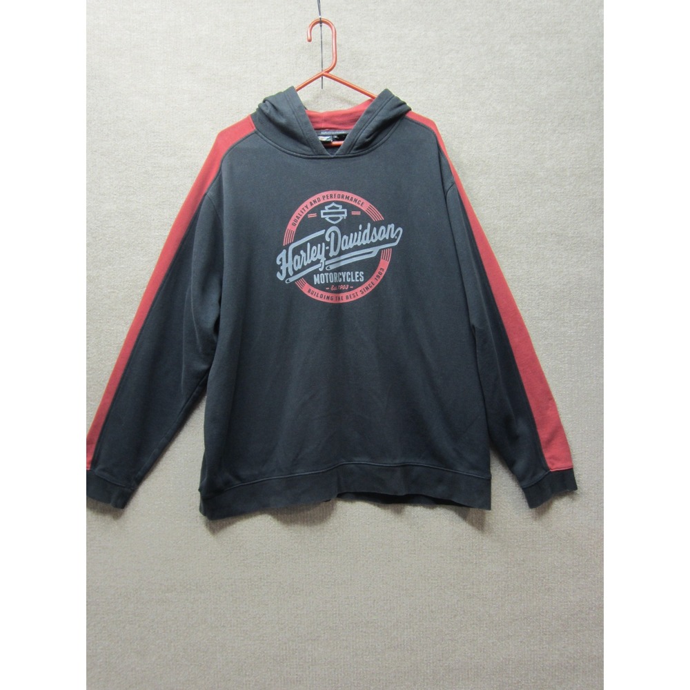 Harley-Davidson Mens 2XL Black Red Graphic Hoodie Genuine MotorClothes Pullover